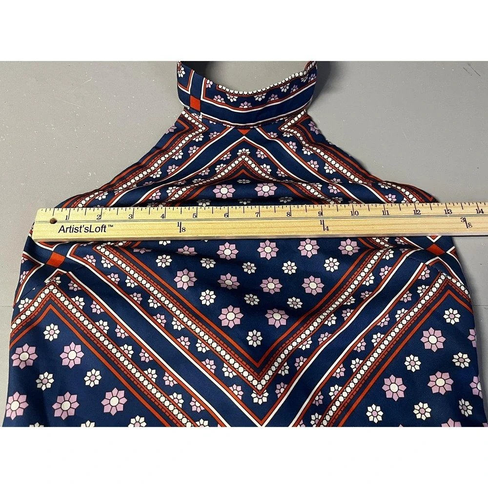 Lulus Blanca Romper Womens‎ XS Blue Geometric Floral Print Halter Lined Summer